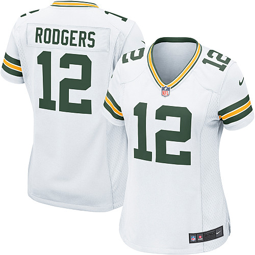 Women's Game Aaron Rodgers Nike Jersey White Road - #12 NFL Green Bay Packers